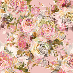  Seamless pattern bouquet of bright roses