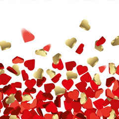 Red and gold little Hearts love background - Design for valentines day and love