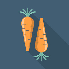 Carrot iconin flat style. Long shadow