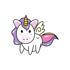 Obraz na płótnie Canvas unicorn horse cartoon with wings vector design