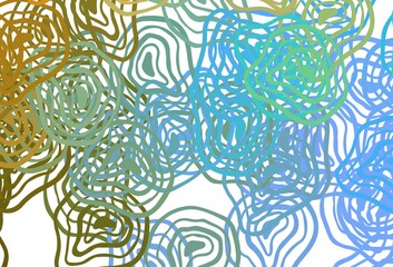 Light Blue, Yellow vector texture with curved lines.