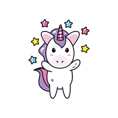 Obraz na płótnie Canvas unicorn horse cartoon with stars vector design