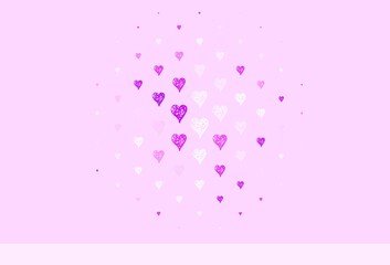 Light Pink vector background with hearts.