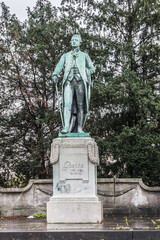 Obraz premium Monument to poet Johann Wolfgang von Goethe at University Square in Strasbourg. Alsace, France, Europe.