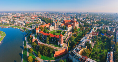 Fototapeta na wymiar Aerial view of Cracow with Vistula river Poland 