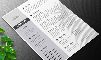 Naklejka na ściany i meble Resume template and Cover Letter Layout with Gray Accents