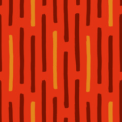 Seamless vector pattern. Hand-drawn brush stripe print. Elegant print. Summer, earth colors. Orange, gold and brown. Editable and repeatable illustration. Easy to recolor