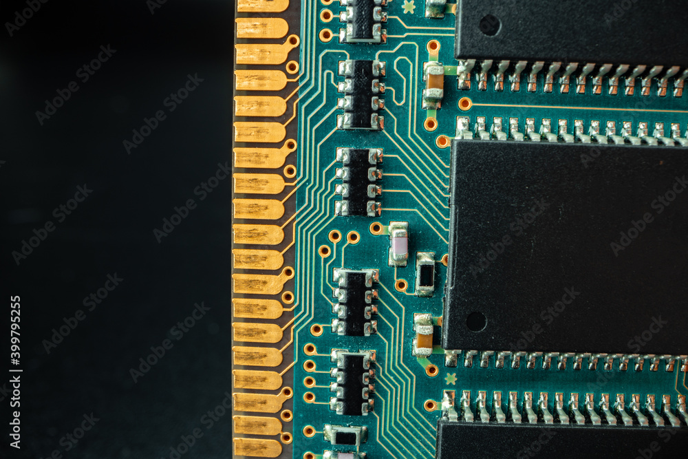 Poster macro photo of electronic circuit board in computer