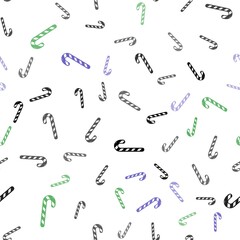 Light Multicolor vector seamless background with sweet xmas lollipops.