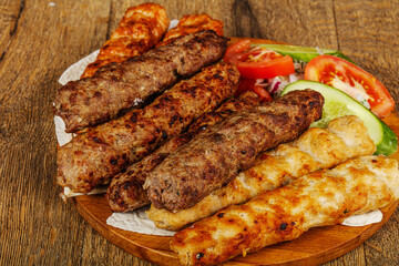 Tasty minced meat kebab set