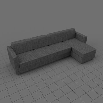 Modern four seater sofa with footrest