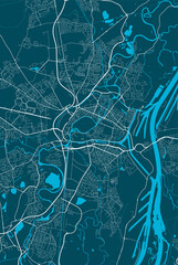 Detailed map of Strasbourg city, linear print map. Cityscape panorama. - obrazy, fototapety, plakaty
