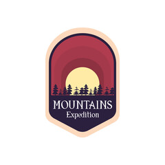mountains expedition label vector design