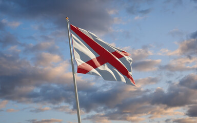 Alabama US State Flag at sky background