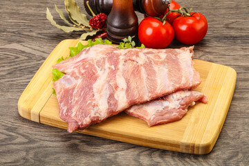 Raw pork ribs for cooking