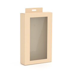Display box. Brown carton with transparent window. Retail packaging