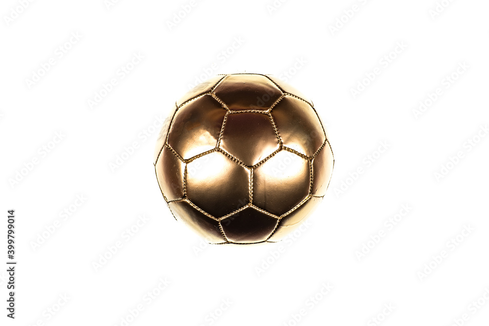 Wall mural golden soccer ball isolated on white background