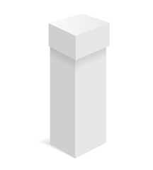 Illustartion of white isometric box. Carton packaging box.