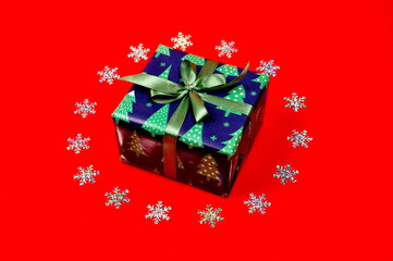  Gift Box on red background.