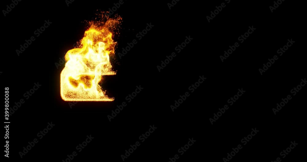 Poster rectangle shape on fire. flames and explosions moving along shape. isolated on black background. 3d 
