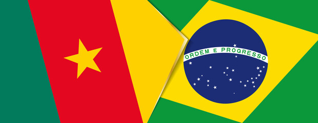 Cameroon and Brazil flags, two vector flags.