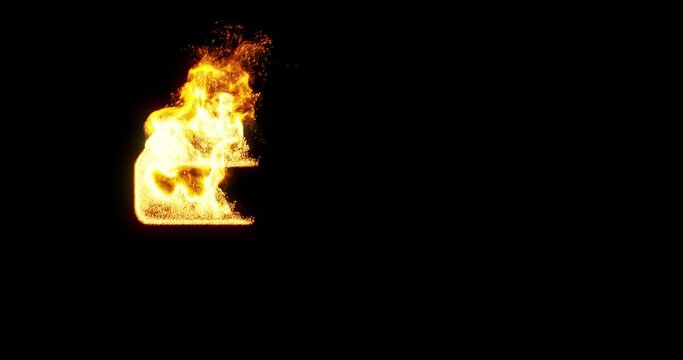 Rectangle shape on fire. Flames and explosions moving along shape. Isolated on black background. 3D render