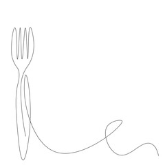 Fork line draw on white background