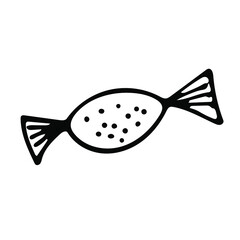 Single-element hand-drawn candy icon. Vector illustration of doodles for cafes and restaurants, cute postcards and culinary design.