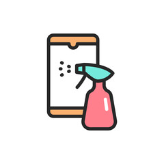 Disinfection phone color line icon. Isolated vector element.