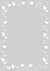 ハートの手書き風の背景素材　枠　フレーム