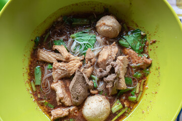 .Stewed pork soup with morning glory and bean sprout