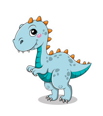 Funny cartoon baby Tyrannosaurus dinosaur. Vector illustration isolated on white background