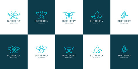 Set of creative butterfly logo collection