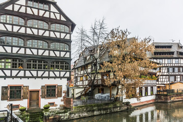 Nice houses in Petite-France (Little France) in Strasbourg, Alsace. Petite-France is an historic area in the center of Strasbourg.