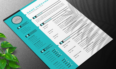 Resume Layout with Blue Accents