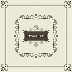 Vintage Ornament Greeting Card Template. Retro Luxury Invitation, Royal Certificate. Flourishes frame. Vintage ornament, Ornamental Frame.