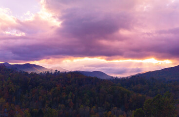 Soft Pink Sunset Over Smoky Mountains