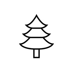 Christmas Tree Icon New Year, Vector Icon Editable Stroke