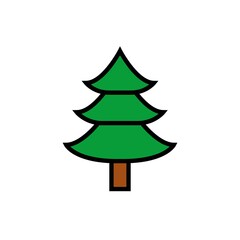 Christmas Tree Icon New Year, Vector Icon Editable Stroke