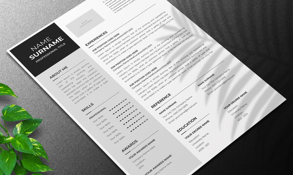 Minimal Resume Template and Cover Letter Layout Set.