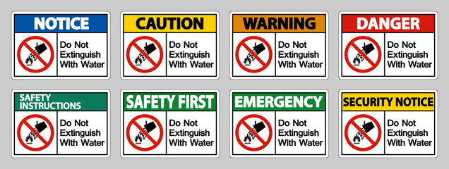 Do Not Extinguish With Water Symbol Sign On White Background