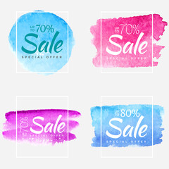 Final sale watercolor paint abstract textured banner template. Design for a shop and stores banners.