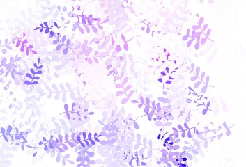 Light Purple vector natural backdrop with leaves.