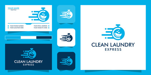 Laundry express logo. and business card template