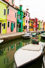 Fototapeta na wymiar Venice: boat on the canals on the island of Burano