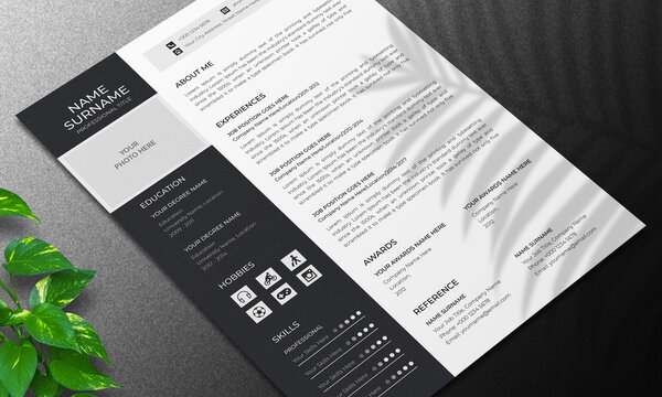 Resume Layout Black Accents