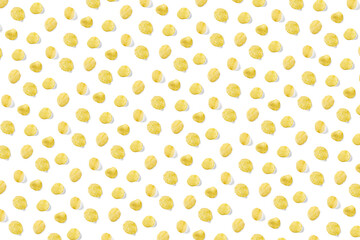 background made from Potato chips on white background flat lay. potato snack chips isolated Fast food banner.