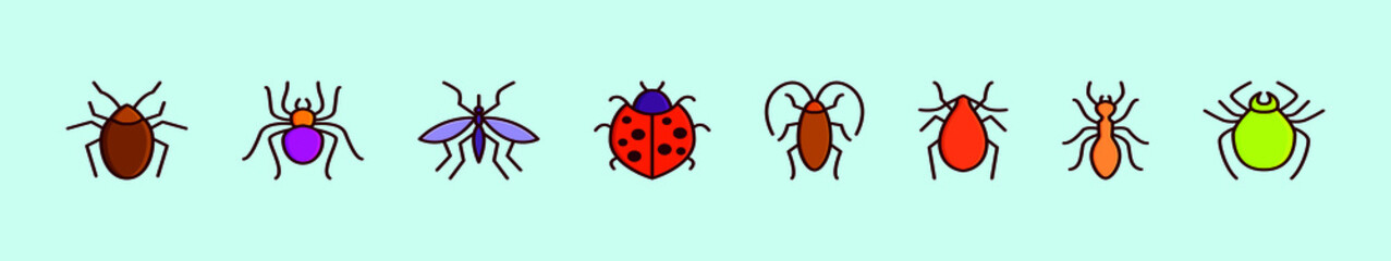 Obraz premium set of insect cartoon icon design template with various models. vector illustration isolated on blue background