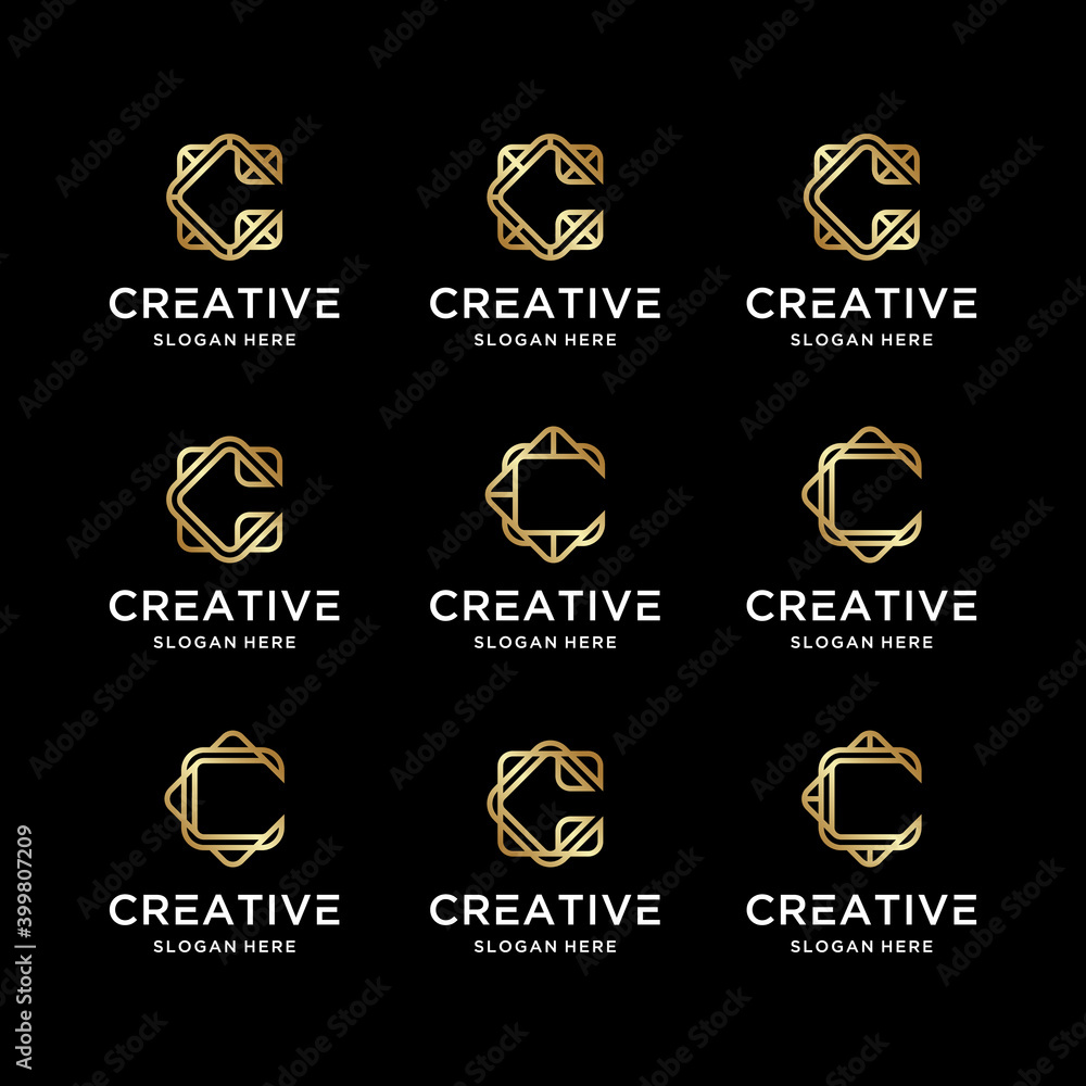 Wall mural Gold c letter logo design