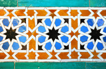 Mosaico árabe. Azulejos de Al Andalus. Azulejo de Sevilla. Azulejos árabes de España. Alcázar...